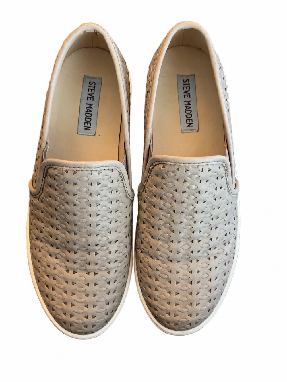 Steve Madden Perforated Slip-On Sneakers – Taupe/Grey